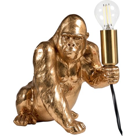 Lámpara de mesa con temática animal lámpara de noche con forma de gorila lámpara de lectura para dormitorio dorada Harambe