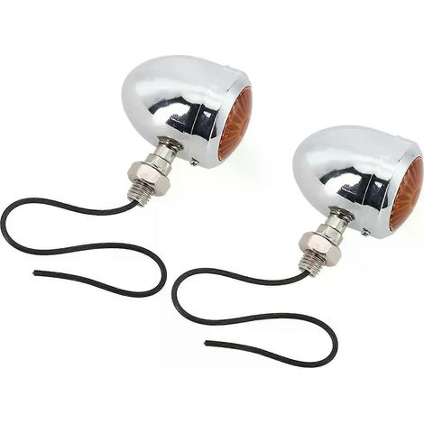 clignotants ronds chromés ambrés pour moto Harley-Davidson, style rétro (1 paire) (1/5)