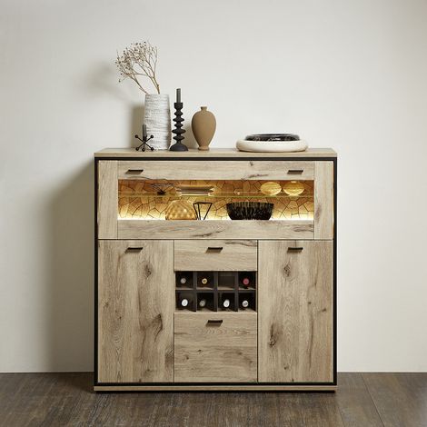 Highboard 125cm, Eiche mit schwarz, RINGSTED-55 (1/5)