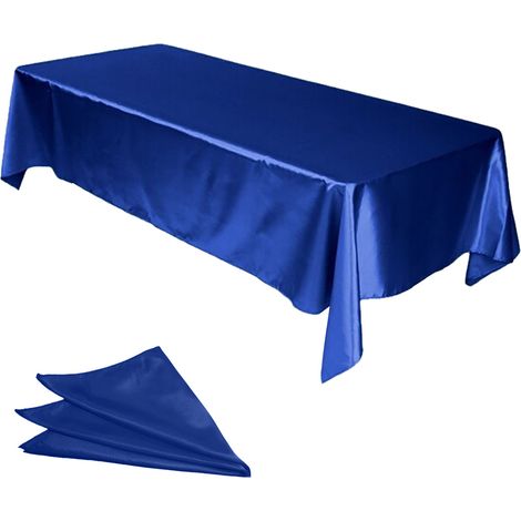 Nappe de table rectangulaire en satin 147 x 259 cm, tissu lisse, idéale pour la décoration de table de mariage et de banquet. (1/5)