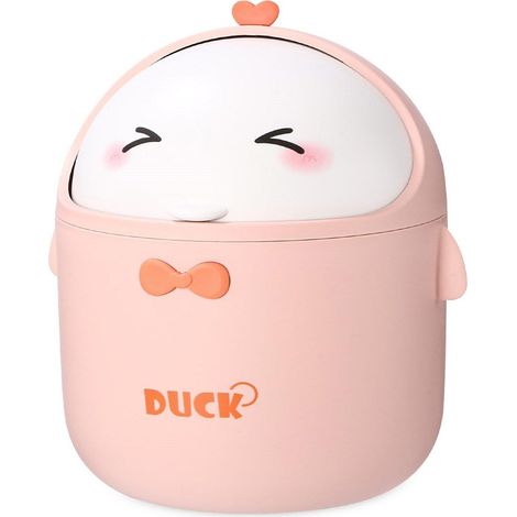 Corbeille à papier mignonne de style dessin animé, panier de rangement, poubelle avec couvercle, poubelle de bureau, petits conteneurs à déchets pour les comptoirs de salle de bain et de cuisine (1/5)