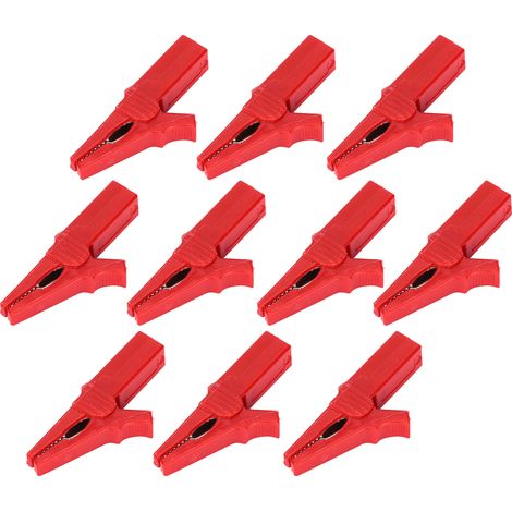 Lot de 10 pinces de sécurité pour batterie, connecteurs banane 4 mm, arrière, en laiton nickelé, protection intégrale, pour bateaux, camping-cars et camions (rouge). (1/5)
