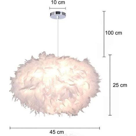 Suspension plafond lustre à plumes blanches - Moderne - 45cm - Salle à manger (1/3)