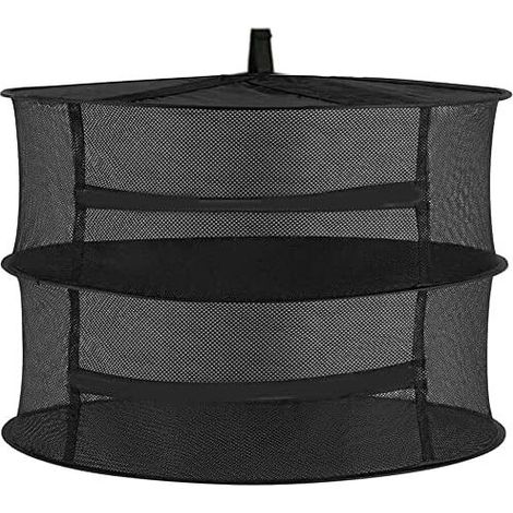 Vegetable Net Drying Net Herb Drying Net Foldable with Zipper for Food Herbs Fruits Tea Plants 2 Layers Black