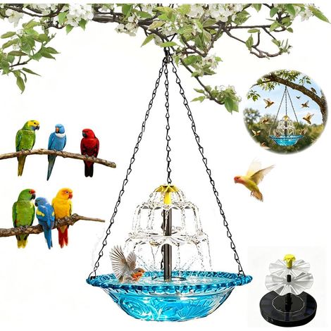 Bain Oiseaux Solaire - 1 Unité - ABS Et Métal - Fontaine Automatique - Jardin Et Terrasse - Bleu 45x23,5cm (1/5)