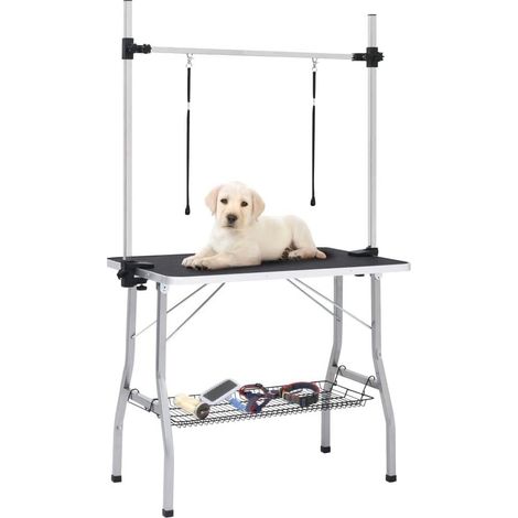 Faltbarer Tierpflegetisch 90 x 60 x 76 cm höhenverstellbar, Schwarz OKMYHOME (1/5)