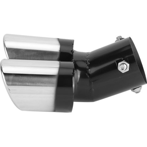 Sortie d'échappement double en acier inoxydable 63mm/2,5 pouces, embout de pot d'auto, accessoire véhicule, finition chromée, kit de 2 pièces. (1/3)