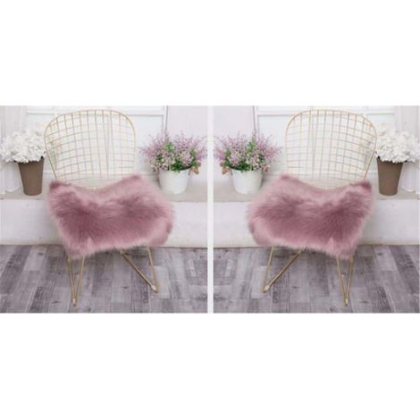 Tapis imitation laine en peluche, coussin de siège, coussin de chaise carré en fausse fourrure,violet raisin, 40 x 40 cm (1/4)