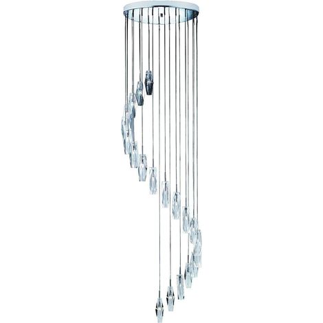 Searchlight Sculptured Ice - Luminaire suspendu à 20 ampoules en spirale, chrome, verre K9 Twenty, ampoule G4 (1/3)