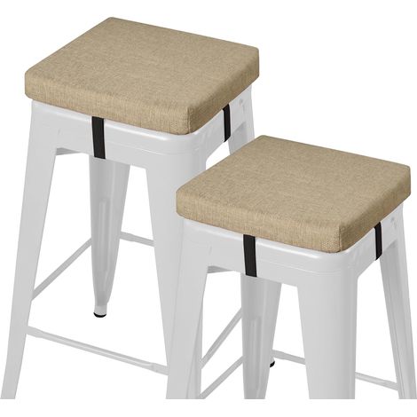 Lot de 2 petits coussins de tabouret de bar carrés antidérapants avec attaches et housse lavable en machine, 30,5 x 30,5 x 5,1 cm (beige) (1/5)