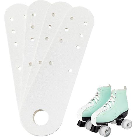 Puntale in pelle a 4 pezzi per pattini a rotelle, copertura piatta nera, bordo anteriore protettivo, pattini a rotelle a quattro ruote in pelle PU (bianchi) (1/5)