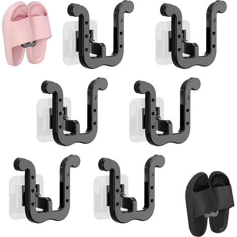 6 pièces support chaussures mural, sans perçage, rangement chaussures à suspendre, noir (1/4)