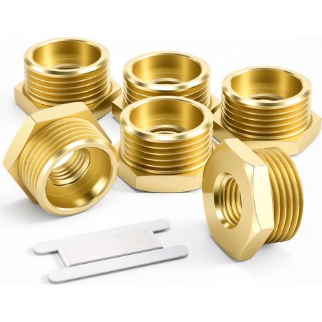6 pièces 1/8 "femelle à 1/4" mâle BSP filetage en laiton douille hexagonale connecteur de réduction pour la Conversion de raccordement de tuyau (1/5)