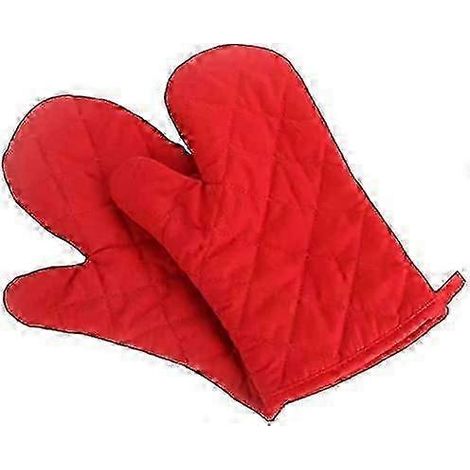Gants de cuisine doubles rouges épais et résistants à la chaleur (1/5)
