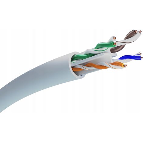 Cavo LAN CAT6 UTP (U/UTP) a doppino intrecciato, 25 m, 100% rame, 1 pz. (1/4)