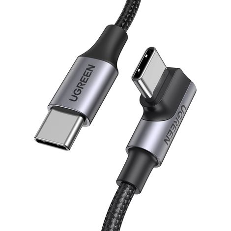 Cavo USB-C intrecciato angolato 480 Mb/s 2 m nero e grigio (1/5)