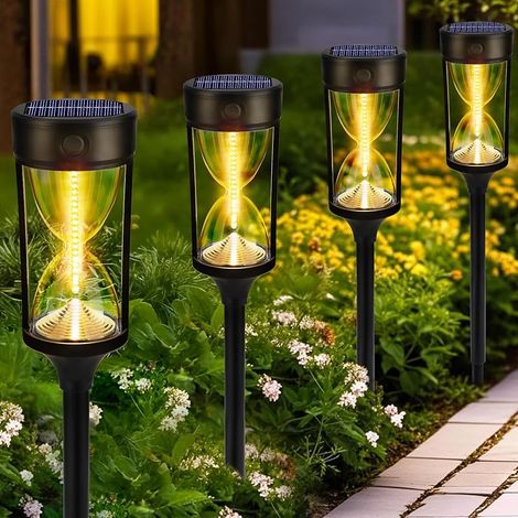 VUSZR Solarlampen für Außen Garten, 4 Stück Solarleuchten Garten Warmweiß mit 42 LEDs, IP65 Wetterfest Gartenleuchten Solar, Sanduhr-Form Solarlampe für Außen, Terrasse, Hof, Wege, Rasen Deko (1/5)