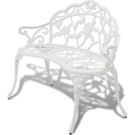Banc de jardin en aluminium moulé de 100 cm, blanc (1/4)