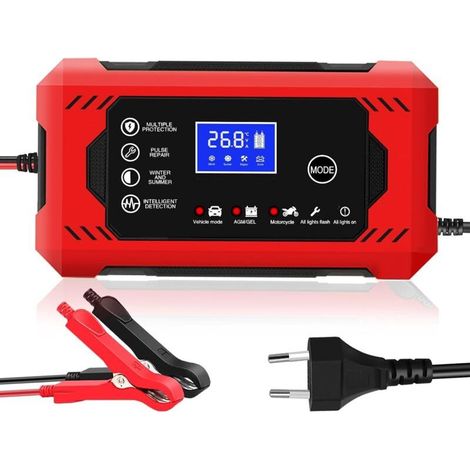 12V Autobatterieladegerät, Bleiakkuladegerät für Auto und Motorrad, tragbares Erhaltungsladegerät mit Servicemodus und LCD-Bildschirm (6A) (1/4)