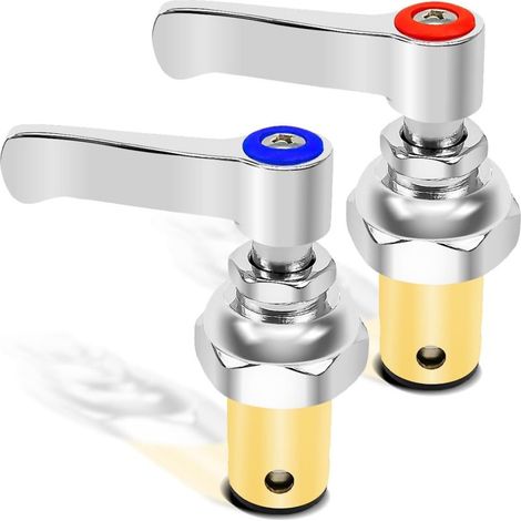 Conjunto de manija en espiral para agua fría (azul) y caliente (rojo) para repuestos de grifo 00 2713-40, 00 2714-40 (1/5)