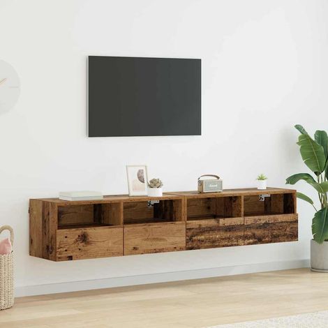 Meubles TV muraux 2 pcs-Banc TV-Meuble Télé Bois Ancien 80 x 30 x 30 cm (1/5)