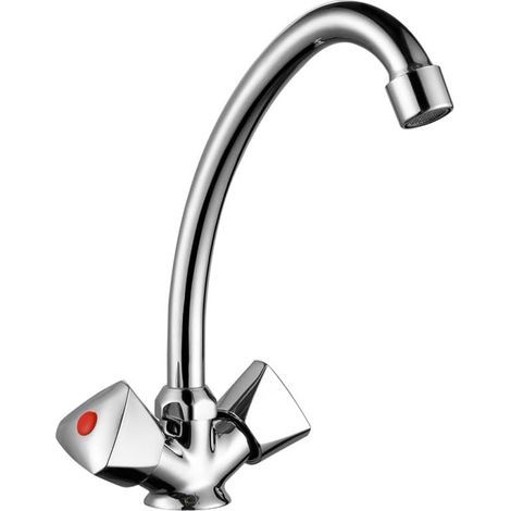 1 Mitigeur évier, bec mobile, laiton chromé, débit 13L/min, monotrou