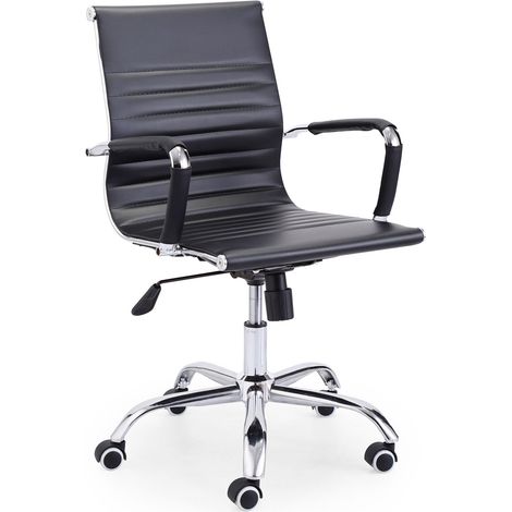 Fauteuil pivotant en simili cuir noir Lucy (1/4)
