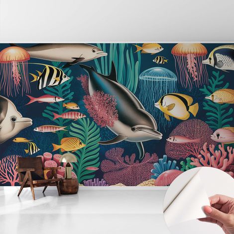 Papier peint autocollant adhésif avec imprimé motifs uniques apparence moderne Faune sous-marine 416x254 cm (1/5)
