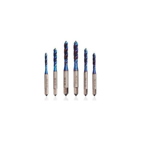Tarauds à Vis Spirale HSS 6pcs Tarauds Cannelés pour Machine, Outil de Taraudage de Filetage en Acier (1/5)