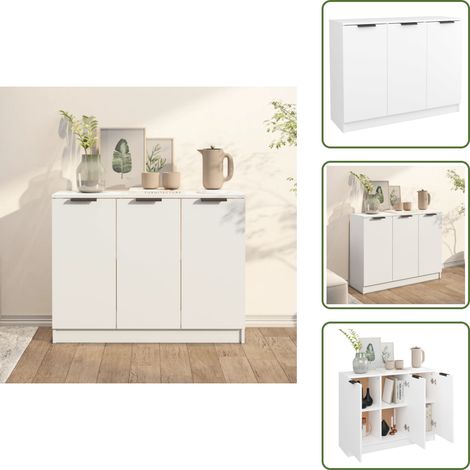 Buffet Blanc 90,5x30x70 cm Bois d'ingénierie - Buffet - Armoire - Meuble De Rangement - Mobilier - Cuisine (1/5)