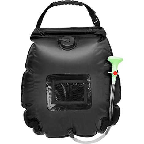 Sac de douche solaire 20L grande capacité réservoir d'eau accessoire de bain pour camping extérieur noir (1/5)