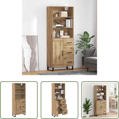 vidaXL Wohnzimmermöbel - Highboard Artisan-Eiche 69,5 x 34 x 180 cm Holzwerkstoff (1/5)