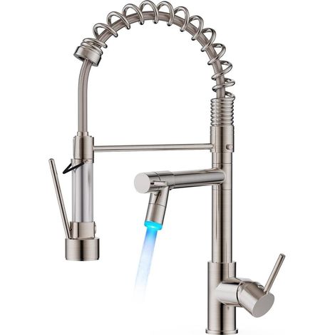 FORIOUS LED Wasserhahn Küche Edelstahl mit 360°-Schwenkbarkeit (1/5)