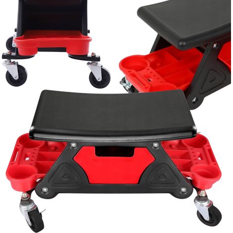 Tabouret Chaise d'atelier - Noir - 37 × 37,5 × 68 cm - Charge maximale : 185 kg - Roulettes pivotantes à 360° (1/5)