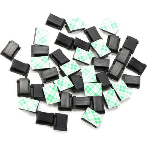 Lot de 30 clips de câble automobile, attaches de câble noires, clips de montage pour support rectangulaire, auto-adhésifs. (1/5)