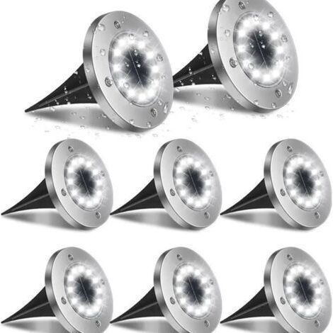 Lampe solaire d'extérieur - 8 spots LED - Étanchéité IP65 - Boîtier en acier inoxydable - À encastrer [8 LED - Lumière blanche] (1/5)