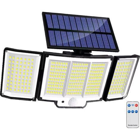 Projecteur solaire extérieur, applique murale à éclairage 360°, projecteur de sécurité solaire étanche, éclairage extérieur avec capteur, éclairage de grande surface, convient pour porche, terrasse, g (1/5)