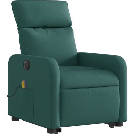Fauteuil de relaxation fonction massage et inclinable fonction de levage électrique en tissu vert foncé DEC027873 (1/5)