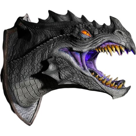 Accessoires de dragon 3D Décoration de dragon d'Halloween Lampe à fumée dinosaure murale (1/5)