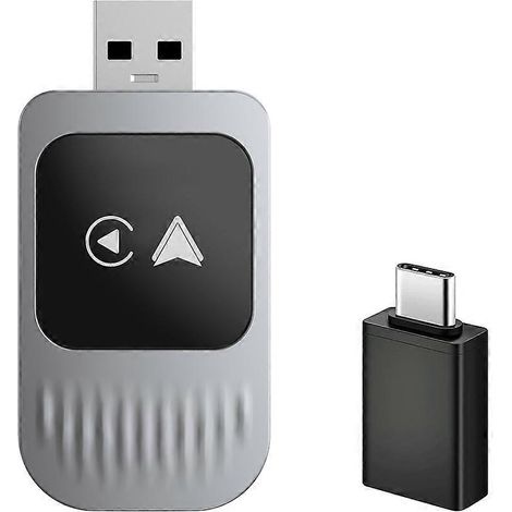 2-in-1 Wireless CarPlay Android Auto Adapter: Wandelt kabelgebundenes CarPlay mithilfe eines USB-C-Adapters in drahtloses CarPlay um. (1/5)