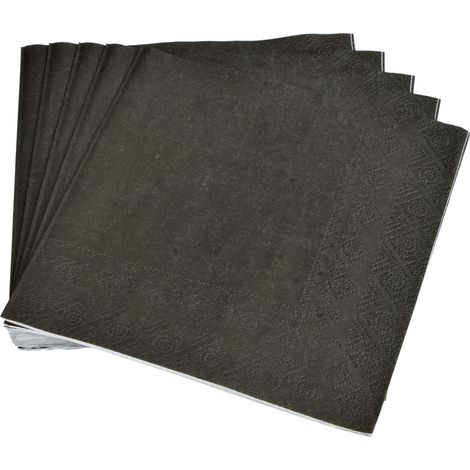 20 serviettes en papier 33 x 33 cm Tendance Uni noir
