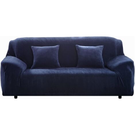 Copridivano spesso per 1, 2, 3 o 4 posti, facile da montare, in puro velluto, tessuto elasticizzato (blu, 2 posti, 145–185 cm).