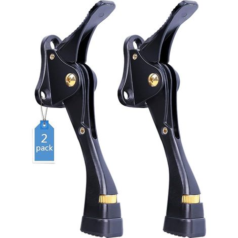 Lot de 2 butées de porte à déclenchement automatique en alliage d'aluminium, réglables en hauteur, pour portes lourdes, noir. (1/3)