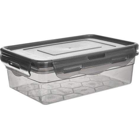 Recipiente para alimentos con tapa y cierre hermético, GRIS, 850 ml