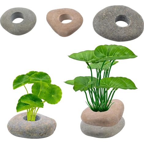 6 Pièces Poids pour Plantes D'aquarium, Ancrages en Galets Empêchent Les Plantes de Flotter Décorations pour Aquarium (Formes Variées)
