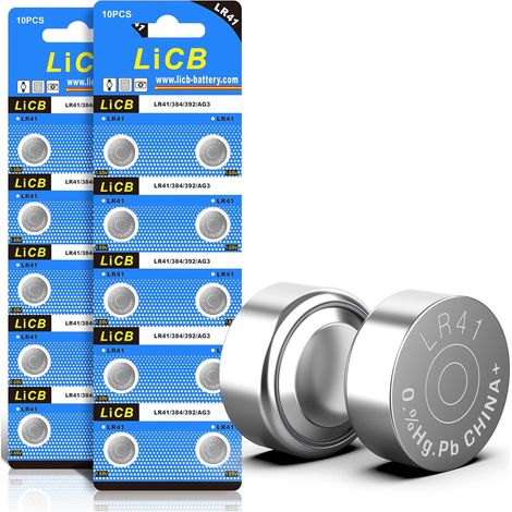 Lot de 20 piles bouton LR41 AG3 SR41W 392 1,5 V alcalines, batterie 3 ans de durée de vie 100% garantie (1/5)