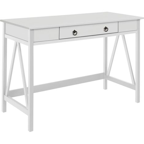 Bureau avec 1 tiroir en pin blanc (1/5)