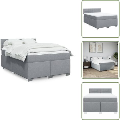 Sommier à lattes de lit avec matelas Gris clair 160x200cm Tissu - Sommier À Lattes De Lit - Sommiers À Lattes De Lit - Lit - Meuble De Chambre À Coucher (1/5)