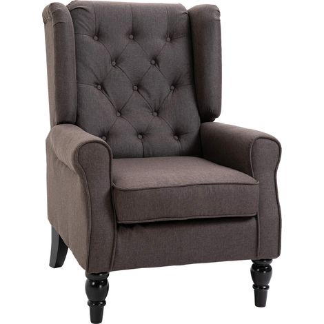 HOMCOM Poltrona relax singola, con piedini in legno, poliestere, marrone, 74 x 86 x 102 cm (1/5)