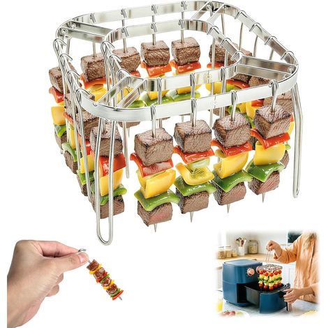 Square Skewer Holder for Deep Fryer Oil-Free with 28 Pics, Stainless Steel 304 (1/5)